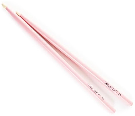 Music Store Hornbeam 5A Drumsticks, 40.5cm Länge, 15mm Durchmesser, Acorn Kopfform, Robuste Konstruktion, Warmer Sound, Pink Finish, Ideal für Becken und Trommeln