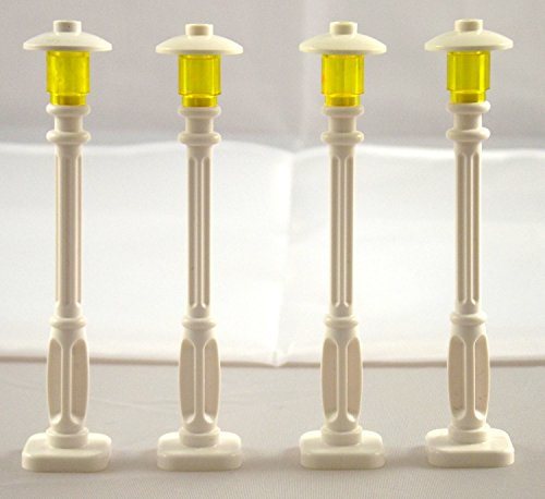 LEGO CITY - 4 Laternen weiß mit gelber Lampe