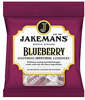 Jakemans Blueberry Flavour 100g Bags - Pack of 10 - Soothing menthol sweets - Suitable for vegetarians
