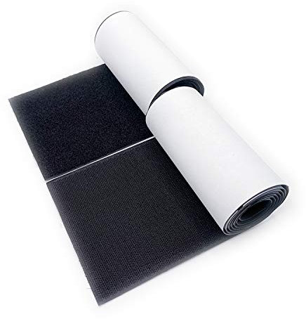 Arlent 100mm Wide 1 Meters Long Self Adhesive Hook Loop Tape Set with Superglue Back Nylon Fabric Fastener Black