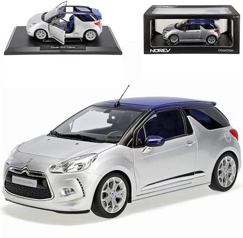 Norev Citroen DS3 Cabrio Silber Grau mit anbehmbarem Dach Ab 2013 1/18 Modell Auto mit individiuellem Wunschkennzeichen