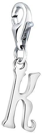 Nenalina Buchstabe K Karabiner Charm Anhänger Bettelarmband 925 Silber | Damen-Charm-Anhänger für alle gängigen Charmträger Charm-Club Clasp-Charms 925er Sterling-Silber