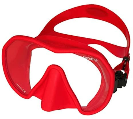 Masque de plongée apnée et Snorkeling Maxlux S Beuchat Bleu Rouge