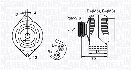 Magneti Marelli 71721092 Lichtmaschine | Kompatibel mit: ALFA ROMEO 147, 156, 159, 159 Sportwagon, FIAT BRAVO II, CROMA, SEDICI