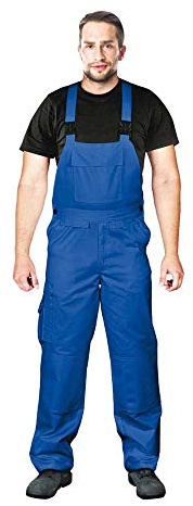 Leber & Hollman Herren Arbeits-Latzhose LH-Bister, 65 % Polyester 35 % Baumwolle 270 g/m2, mit Taschen für Knieschoner, elastischer Gummibund und regulierbare Y-Hosenträger