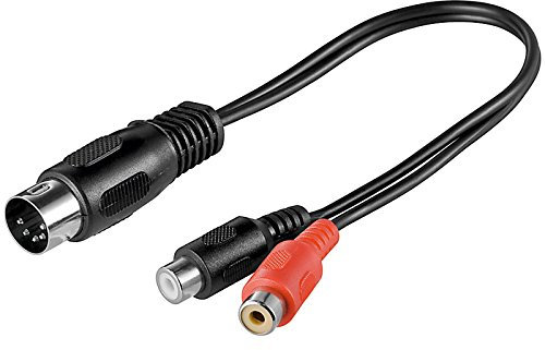 Goobay 35002 Adattatore cavo audio; connettore DIN a presa RCA stereo - Spina DIN 180 ° (5 pin) > 2 prese RCA (audio sinistro / destro)