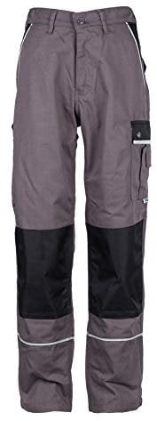 TMG® - Herren Bundhose/Cargohose mit Kniepolstertaschen - strapazierfähig - Grau (W28 R / EU44)