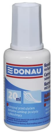 DONAU Korrekturflüssigkeit/ Pinsel/ in einer Flasche/ flüssig/ trocknet schnell/ einfaches Mischen/ ungiftig/ 12 Monate Haltbarkeit/ 20 ml