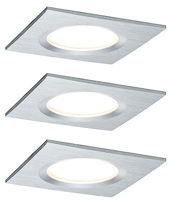 Paulmann 93895 Nova Plus LED Einbauleuchte inkl. Coin Basisset starr IP44 eckig 78x78mm 3x6W 230V dimmbar 2700K Alu gedreht Spot Einbaustrahler