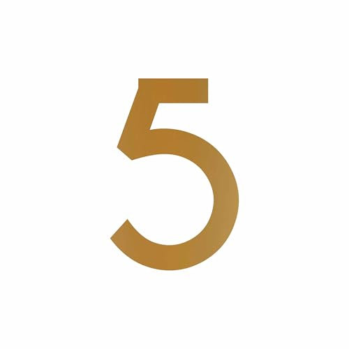 1peak Zahlen Aufkleber Nummer 5 in Gold, 2 cm, Klebezahl zur Beschriftung als Hausnummer für Briefkasten o. Auto & Motorrad