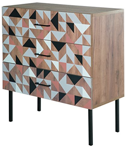 Phoenix 156702TO Schubladenkommode mit 2 Schubladen, Holz, Tobacco Oak, 45 x 100 x 105.2 cm