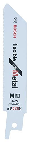 Bosch Professional 2 Stück Säbelsägeblatt S 522 AF Flexible for Metal (für Metall, 100 x 19 x 0,9 mm, Zubehör Säbelsäge)