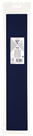 Clairefontaine 95163C - Rolle Krepppapier Premium 75% Elastizität, 2,50x0,50m, 40g, ideal für Bastelprojekte und Kita, in Blisterverpackung, 1 Rolle, Marineblau