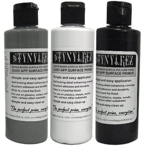 Badger 120ml / 4oz Stynylrez 3 Pack Grey, White, Black Primers SNR-410