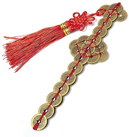 lachineuse Feng Shui Schutz Schwert – Kupfer & rote Schnur – Länge 23,5 cm – chinesischer Glücksbringer – Deko Zen Haus Büro – Geschenkidee China, Asien