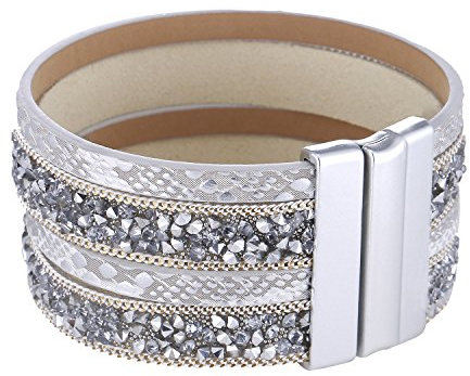 Morella Damen Armband verziert mit Zirkoniasteinen und Magnetverschluss weiß