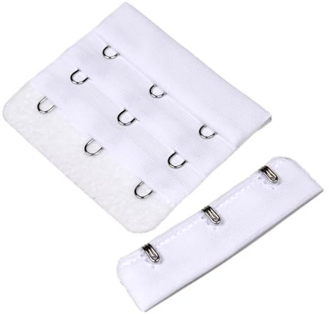 White Bra Closure Hook and Eyes - 3 Rows - 1 Pair