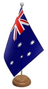 9 x 6 Australia Australian Large Desktop Table Flag With Wooden Base & Pole Ideal For Party Conferences Office Display