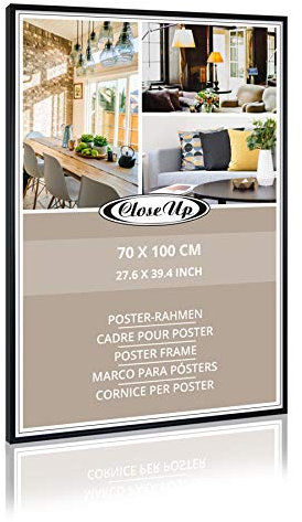 Close Up Posterrahmen, Bilderrahmen 70 x 100 cm, Kunststoffleiste Schwarz/Black - Maxi Poster Wechselrahmen mit bruchsicherem Acrylglas