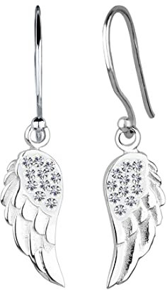 Elli Ohrringe Damen Engelsflügel mit Kristalle in 925 Sterling Silber