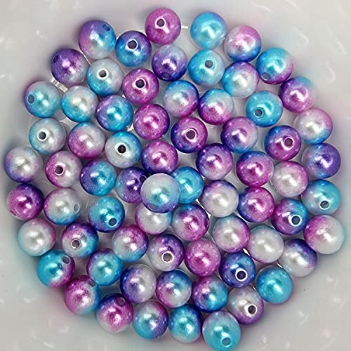 Bastelperlen bunt schimmernd 600 Stück, 4mm, lila, blau, weiß - kuststoff Regenbogen Wachsperlen glänzend Drahtsterne Perlenkette basteln DIY Perlen Acryl Set groß Armband Schmuck