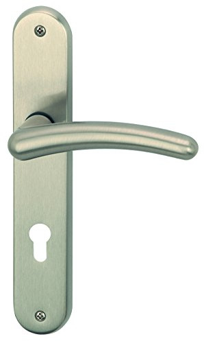 Alpertec Türbeschlag Franziska - LS Messing Edelstahlfarbig satiniert für Wohnungseingangstüren PZ Drückergarnitur Türdrücker Türbeschläge, 32966053