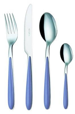 EME POSATERIE Set di Posate da Tavola Caribe Lilla 65 in acciaio inox 18/0, Nichel free, per 6 persone, 24 pezzi