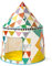 DJECO Maison de Jeu Enfant - Cabane Spacieuse Légère Multicolore - Tente Tipi Intérieure - Montage/Démontage Facile - 1 Toile, 2 Fenêtres, 1 Porte, Armatures Plastique - Boîte Rangement - D106xH140cm