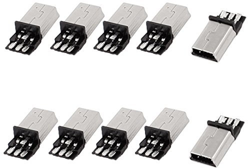 sourcing map 10 Pcs Mini USB 5Pin Type B Male Connector PCB Mount Solder Jack