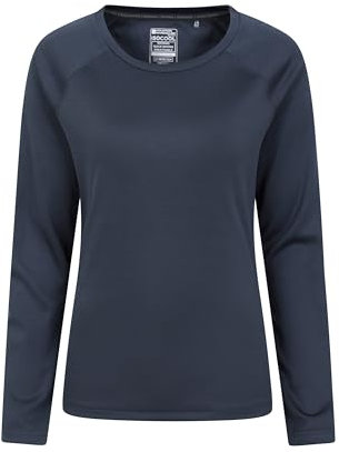 Mountain Warehouse Endurance Womens Top - Lightweight Ladies Top, Long Sleeve Tee, Quick Drying Tshirt, UV Protection Tee Shirt - for Spring Summer Travel Navy Women's Size 16