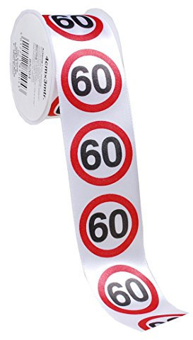 Udo Schmidt GmbH & Co Satin-Geschenkband 60. Geburtstag Weiss-rot-schwarz 3mx4cm Einheitsgröße