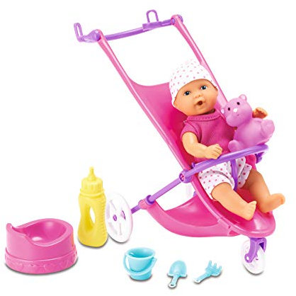 Simba - Mini New Born Baby - Poupon 12cm + Poussette - Boit et Fait Pipi - Nombreux Accessoires Inclus - 105030928
