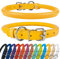 CollarDirect Collier de Chien en Cuir roulé, Collier de Chiot Rond rembourré Doux, Collier en Cuir véritable Fait à la Main pour Petit Grand Collier de Chat 13 Couleurs (15-18 cm, Jaune texturé)