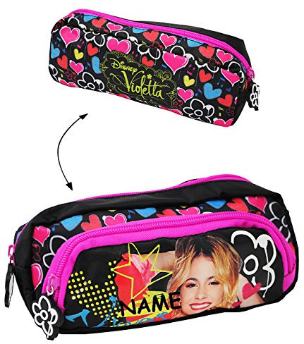 alles-meine.de GmbH Schlampermappe/Faulenzer/Kosmetiktasche - Violetta - incl. Name - mit 2 Fächern - Federmappe & Schlamper Etui Stifterolle rund - Federtasche Schlamper..
