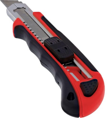 InLine 43031A Allzweck Cutter Messer, 18mm Klinge, mit 3 Klingen | 18 mm Abbrechklinge, Klingenvorrat im Griff, Stahlführung, rutschfester Griff