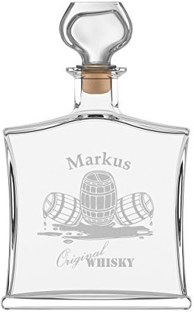 polar-effekt Botella de whisky personalizada con grabado – Decantador de 700 ml con cierre de cristal – Jarra de whisky original diseño barril de whisky