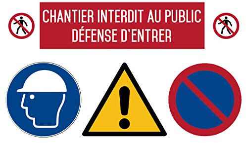 Autocollant vinyl - Chantier interdit au public défense d'entrer - H.297 x L.420 mm
