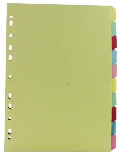 Rexel Manilla A4 Dividers 10 Part - Assorted Colours