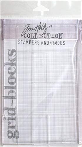 Tim Holtz Acrylic Stamping Grid Blocks OIN Assorted Sizes, Set of 9