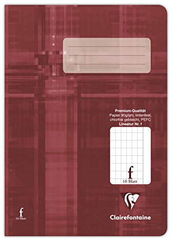 Clairefontaine 331508C - Heft ideal für die Schule, DIN A5, 16 Blatt, 90g, rautiert 5x9mm, Bordeaux, 1 Stück