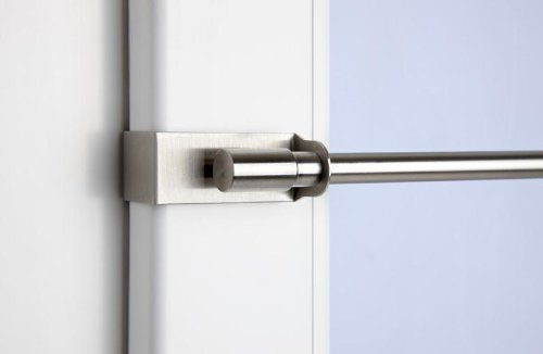 Klemmstange Easy Fix: Edelstahl-Optik, Ausziehbar, Gardinenstange für Kunststofffenster, 75 cm - 125 cm, Silber, Glänzend