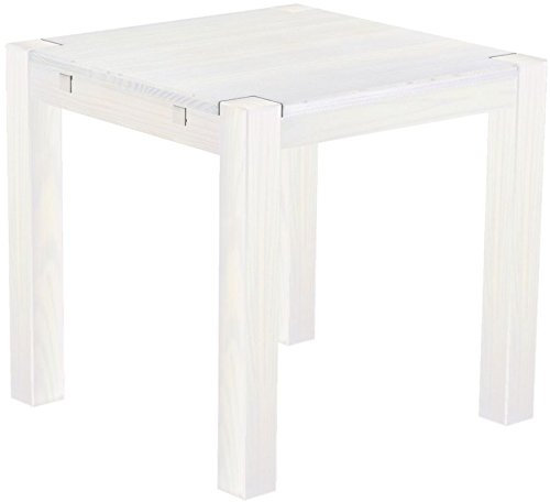 Esstisch Rio Kanto 80x80 cm Pinie Weiss Pinie Massivholz Größe und Farbe wählbar Esszimmertisch Küchentisch Holztisch Echtholz vorgerichtet für Ansteckplatten Tisch ausziehbar Brasilmöbel