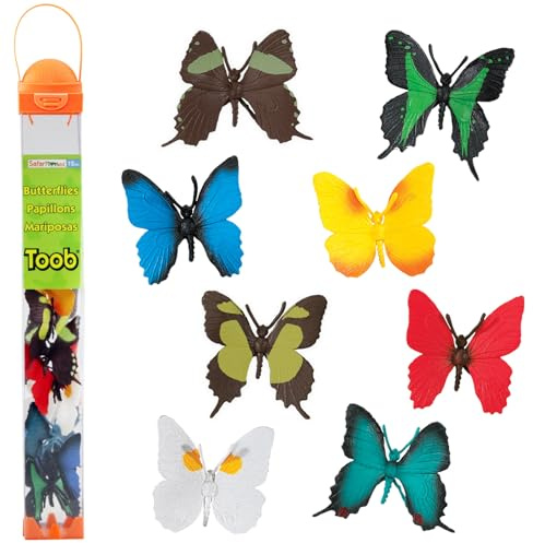 Safari Ltd. Butterflies TOOB - Figurines of Red Glider, Swallowtail, Orange & White Sulphur, Evenus Regalis, Papilio Garleppi & More - Educational Toy Figures For Boys, Girls & Kids Ages 3+