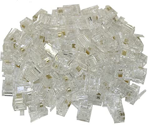 Aerzetix - Set 100 pezzi connettori plug per RJ11 4 pin cavo telefono rete fax ADSL.