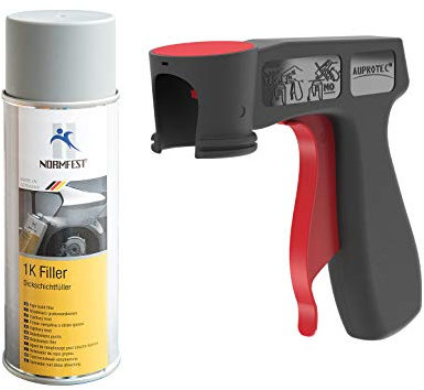 AUPROTEC Pistolengriff + Normfest 1K Dickschichtfüller Multi Filler Lack Füller Grundierung Primer Füllspray 1x 400ml