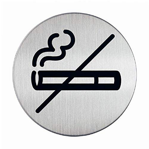 Durable 491123 Plaque d'Information Pictogramme Rond 83 mm en Acier Brossé Inoxydable Zone Non Fumeur Lot de 5