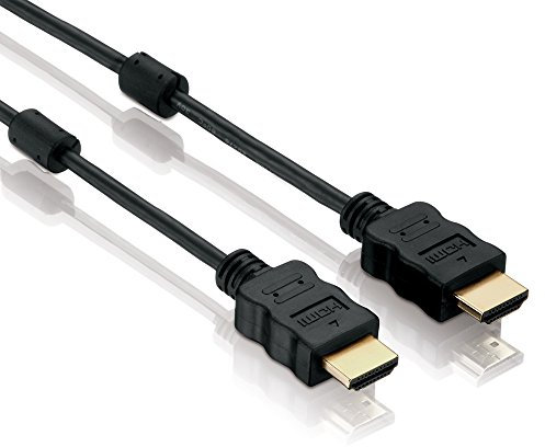 HDSupply HC010-015E Cable HDMI de alta velocidad con Ethernet y ferritas HDMI-A macho (19 pines) a HDMI-A macho (19 pines) 2 veces blindado contactos chapados en oro, 1,50m, negro