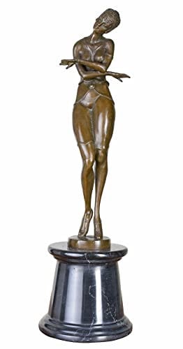 Bronzefigur Art Deco Skulptur Frauenfigur Bronze Frau auf Marmorsockel 50cm Pax012 Palazzo Exklusiv