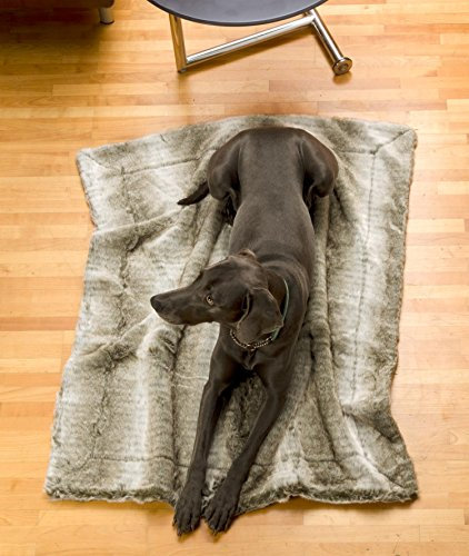 Fourrure Couverture en fausse fourrure Gris Couverture pour chien loup avec fourrure gris/beige 120 x 150 cm