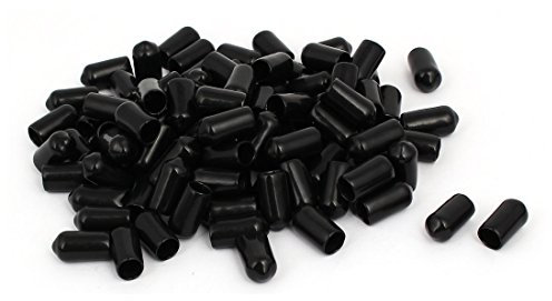 sourcingmap 7mm Diamètre intérieur flexible en caoutchouc Vis couvercle protecteur filetage 100pcs noir